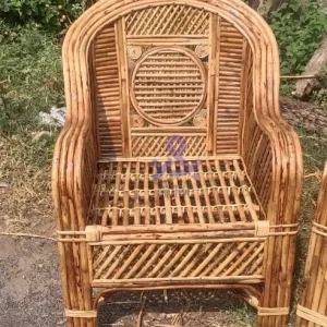 Bamboo Cane Sofa Chair for Living Room, Cafe, Pubs, Bars, Restaurants,Lawn, Cafeteria with Cushion (Ring jaal)