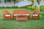 Cane Sofa Set with Table for Home, Living Room, Office, Garden, Resort with Cushion (model : rassi)