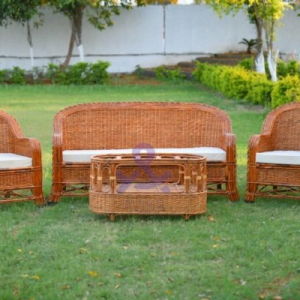 Cane Sofa Set with Table for Home, Living Room, Office, Garden, Resort with Cushion (model : rassi)