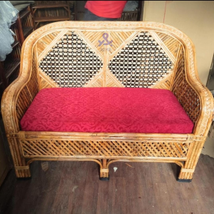 Bamboo Cane Two Seater Sofa for Home, Living room, Cane Sofa Cum Couch with Cushion for Living Room(2 seater)