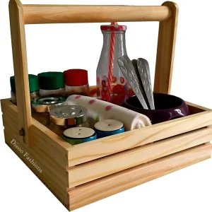 Pine Wood Gifting Square Basket with Wooden Handle(12*12*2.5 inch) Pack of 2