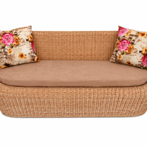 Bamboo Cane Three Seater Sofa,Sofa couch for Home, Living Room, Office, Resort, Hotels (Apple)