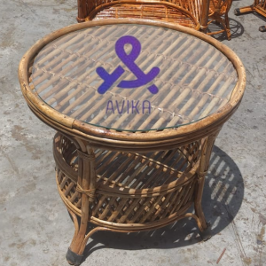 Cane Round Table | Coffee Table, Tea Table for Home, Office, Balcony, Room, Garden (Glass Not Included)