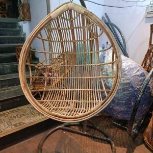 Cane Rattan Swing Chair for Indoor, Outdoor, Home, Patio, Yard, Balcony and Garden | Single Seater Rattan Swing Hanging Jhula Without Iron Stand | Size - Large