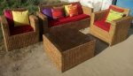 Cane Square Sofa Set With Table For Home, Office, Living Room, Balcony, Garden, Indoor-outdoor