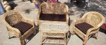 Cane Sofa Set With Table For Home, Office, Living Room, Balcony, Garden(2seater set)