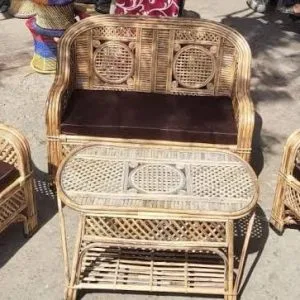 Cane Sofa Set With Table For Home, Office, Living Room, Balcony, Garden(2seater set)