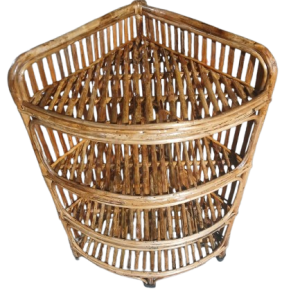 Cane Corner Rack: 4-Shelf Multipurpose Rack for Living Room, Books, Plants, and Home Décor