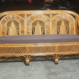 Cane Three Seater Sofa | Sofa Couch for Home, Living Room, Garden, Office, Resort, Hotels with Cushion (Rajdarbar Design)