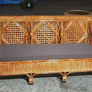 Cane Three Seater Sofa with Cushion – Stylish & Comfortable Couch for Home, Living Room, Garden, Office, Resorts & Hotels