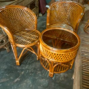 Cane Chair and Table Set - 2 Chairs + 1 Table for Perfect Home Décor