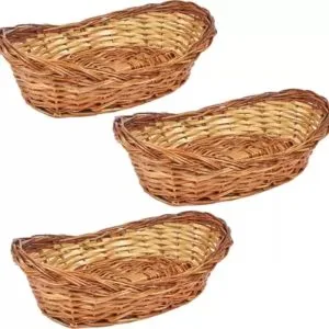 Boat Shape Cane Basket for Kitchen,Fruit,Vegetable Basket, Chapati Basket,Flowers basket, Multipurpose basket,Gift Packing (26CM X 18CM X9CM) pack of 3
