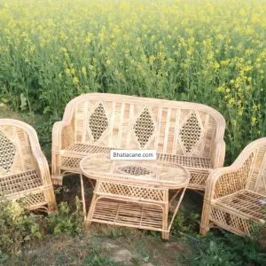 Cane Sofa Set with Table – Perfect for Home, Office, Living Room, Balcony, Garden & Outdoor Spaces