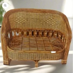 Bamboo Cane Two-Seater Sofa with Cushions – Perfect for Home, Living Room, Garden, Balcony(commando)