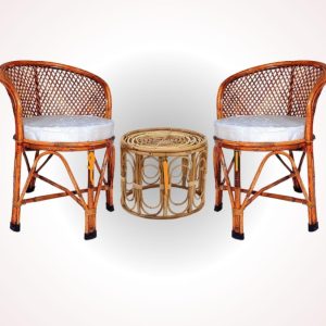 Bamboo Cane Chairs with Cushion & Table – Perfect for Home, Office, Cafes & Restaurants(pack of 2 with table)