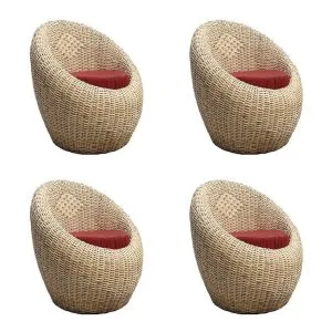 Cane Apple Chair – Handcrafted Comfort & Style (Set of 4)