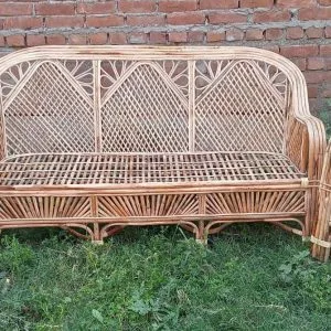 Bamboo Cane Sofa Set for Living Room, Lawn, Balcony & Resort – Elegant & Durable Furniture(1 sofa +2 chair