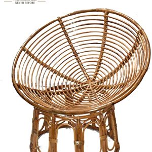 Papasan Chair with Cushion – Bamboo Cane Chair for Living Room, Balcony, Garden & Office Decor