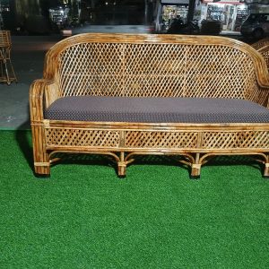 Bamboo Cane 3 Seater Sofa for Home, Living Room, Outdoor, Indoor with Cushion