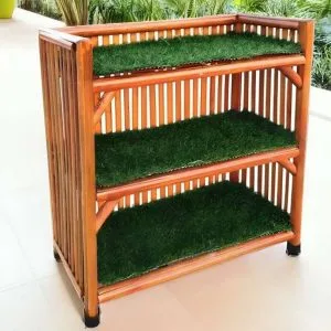 Multipurpose 3-Shelf Bamboo Cane Rack for Shoes, Books, Planters with Decorative Grass Top – Indoor & Outdoor Use