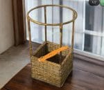 Bamboo Cane Square Shaped Weaving Balloon Basket for Newborn Photography & Baby Posing Props