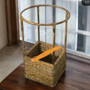 Bamboo Cane Square Shaped Weaving Balloon Basket for Newborn Photography & Baby Posing Props