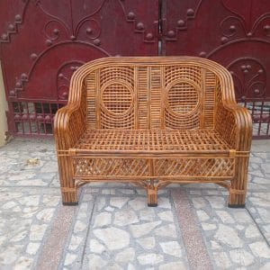 Bamboo Cane 2 Seater Sofa with Cushion for Living Room, Balcony, Garden & Patio