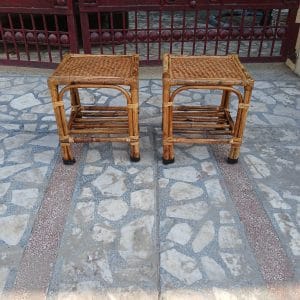 Bamboo Cane Side Table | Durable & Lightweight Stool for Bedroom, Balcony & Café(pack of 2)