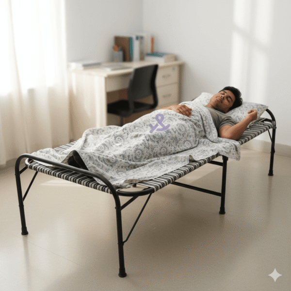 Heavy-Duty Single Folding Bed (3x6 Ft) | Durable Iron Frame Guest Bed