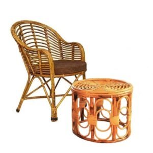 Bamboo Cane Chair with Table | Garden & Home Seating | 1 Chair 1 Table Set