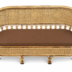 3 Seater Bamboo Cane Sofa Cum Bed with Cushion | Handcrafted Cane Couch for Living Room, Garden, Balcony | Indoor Outdoor Wooden Furniture