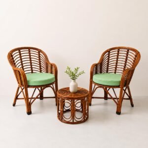 Bamboo Chair Set with Table | 2 Chairs & 1 Table for Home & Garden
