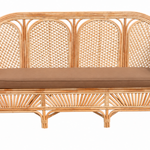 Bamboo Cane 3 Seater Sofa Cum Couch with Cushion | Rattan Furniture for Living Room, Garden, Balcony, Patio & Indoor Outdoor Use