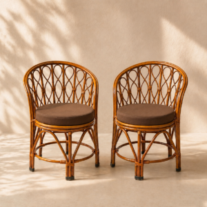Cane Chairs Set of 2 | Handcrafted Rattan Chairs for Living Room, Dining, Bedroom, Balcony & Garden
