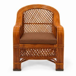 Bamboo Cane Sofa Chair for Adults with Cushion | Handmade Rattan Arm Chair for Living Room, Bedroom, Balcony, Garden & Office