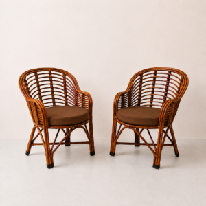 Bamboo Cane Chair Set of 2 | Indoor & Outdoor Room, Lawn, Garden, Balcony & Cafeteria Chairs