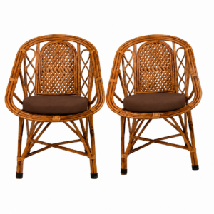Bamboo Cane Lawn Chair, Outdoor Chair, Room Chair, Balcony Chair (Pack of 2)