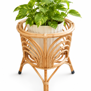 Decorative Cane Bamboo Flower Pot Stand | Handmade Rattan Planter Holder for Living Room, Balcony, Office & Garden